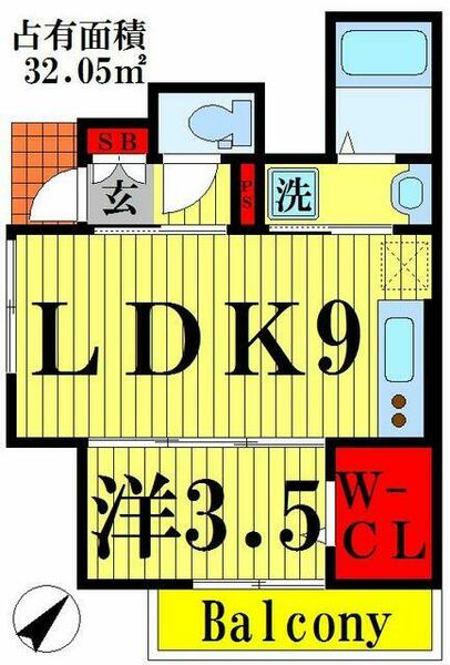 ゴールドウィング 102｜東京都足立区平野２丁目(賃貸アパート1LDK・1階・32.05㎡)の写真 その2