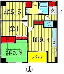 シティハウス柏 603｜千葉県柏市柏４丁目(賃貸マンション3DK・6階・57.97㎡)の写真 その2