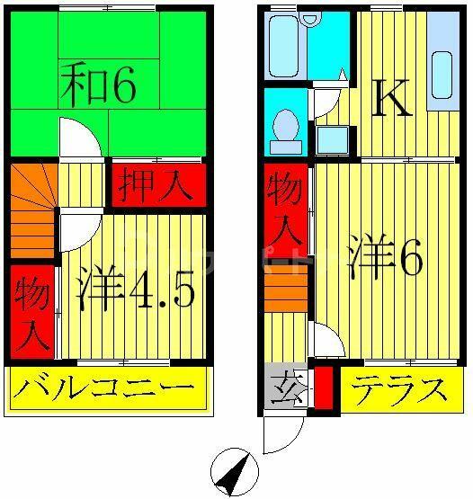 エス・ペランス 103｜千葉県柏市緑台(賃貸テラスハウス3K・--・47.74㎡)の写真 その2