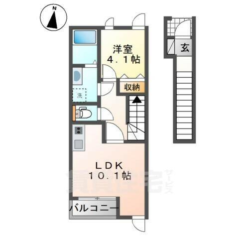 エッセンティア谷上｜兵庫県神戸市北区山田町上谷上(賃貸アパート1LDK・2階・41.87㎡)の写真 その2