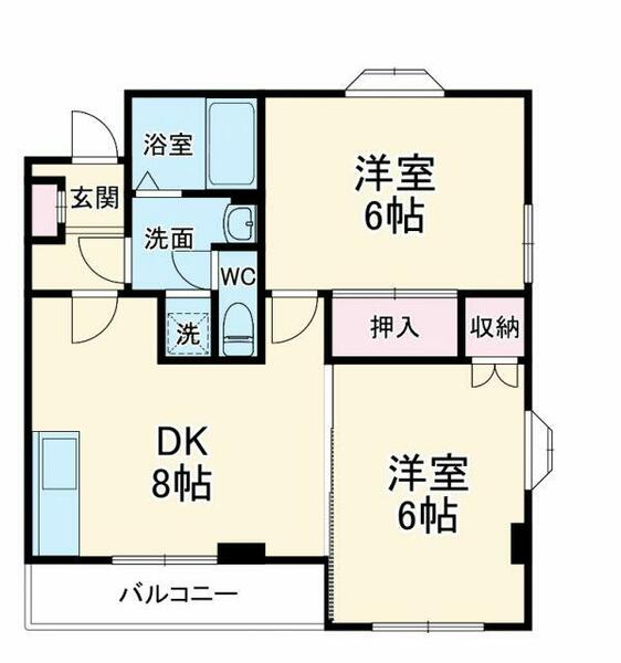 神奈川県川崎市多摩区宿河原６丁目(賃貸マンション2DK・3階・44.70㎡)の写真 その2