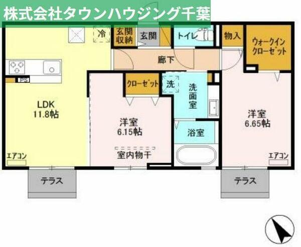 千葉県千葉市稲毛区園生町(賃貸アパート2LDK・1階・60.03㎡)の写真 その2