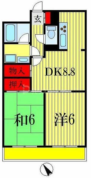 グリーン早稲田 802｜千葉県船橋市西船４丁目(賃貸マンション2DK・8階・48.60㎡)の写真 その2