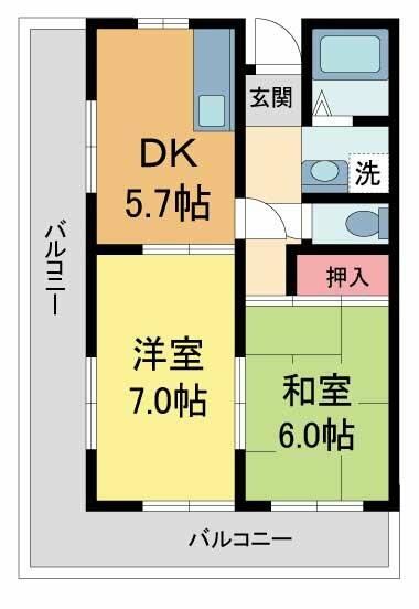 新香枦マンション｜兵庫県西宮市川西町(賃貸マンション2DK・1階・47.00㎡)の写真 その2