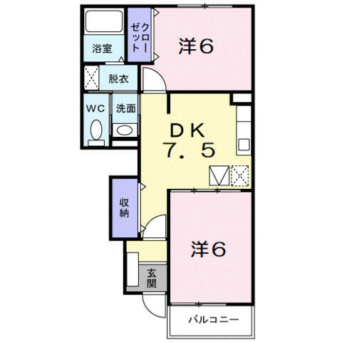 オアシス大内２ 104｜大分県杵築市大字大内(賃貸アパート2DK・1階・44.82㎡)の写真 その2