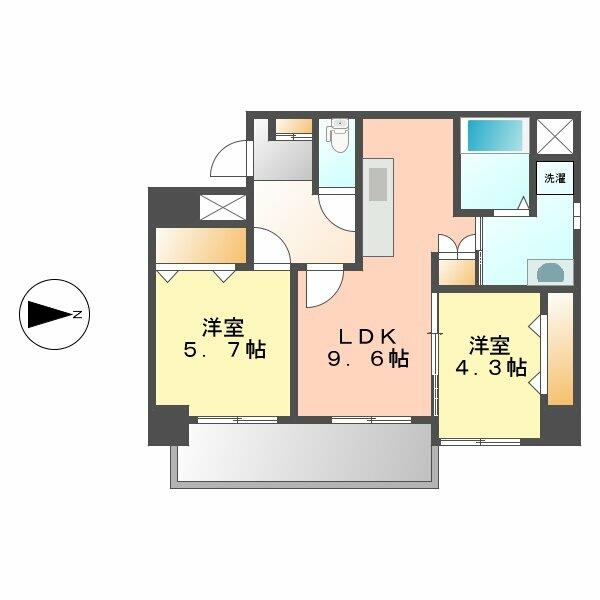 愛知県名古屋市西区新道１丁目(賃貸マンション2LDK・4階・50.31㎡)の写真 その2