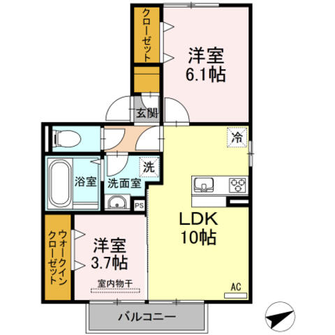 フォルトゥーナＹ 101｜大分県中津市大字牛神(賃貸アパート2LDK・1階・48.79㎡)の写真 その2