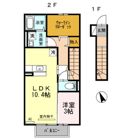 モラン角木 A206｜大分県中津市大字角木(賃貸アパート1LDK・2階・46.55㎡)の写真 その2