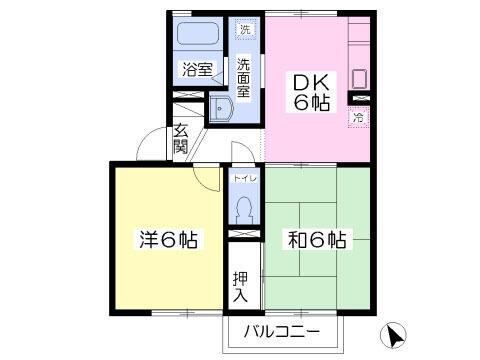 リバーサイド・アイルＣ棟 201｜岩手県花巻市里川口町(賃貸アパート2DK・2階・41.89㎡)の写真 その2