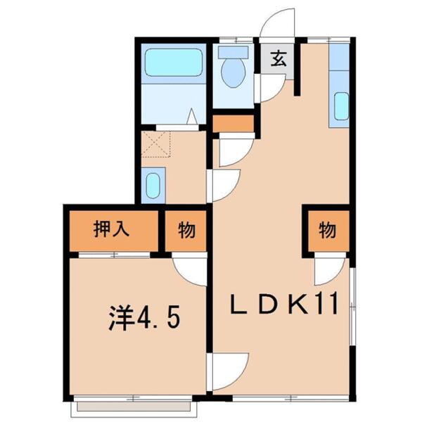 安藤アパート｜福島県福島市宮下町(賃貸アパート1LDK・2階・33.00㎡)の写真 その2