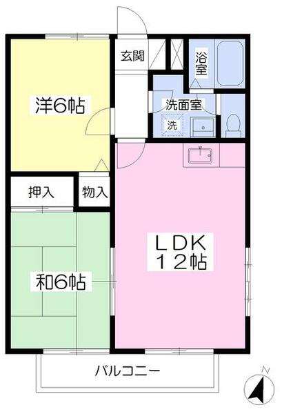 フィオーレ四方寄 201｜熊本県熊本市北区四方寄町(賃貸アパート2LDK・2階・52.17㎡)の写真 その2