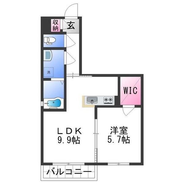 シャーメゾン宝亀｜和歌山県和歌山市紀三井寺(賃貸アパート1LDK・2階・40.44㎡)の写真 その2