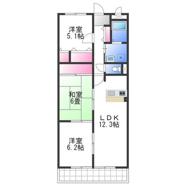 エスポワール２１｜大阪府泉北郡忠岡町高月南３丁目(賃貸マンション3LDK・3階・65.22㎡)の写真 その2