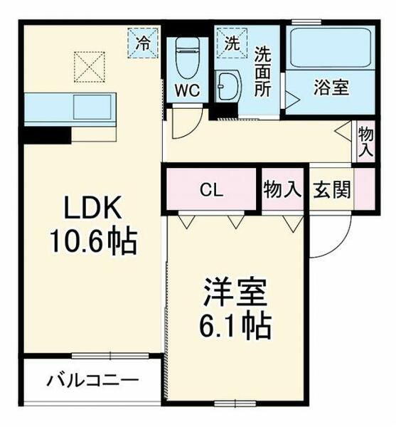 山梨県甲府市下飯田１丁目(賃貸アパート1LDK・1階・42.78㎡)の写真 その2