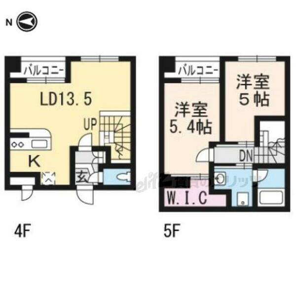 京都府城陽市平川横道(賃貸マンション2LDK・4階・56.04㎡)の写真 その2