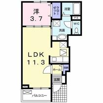 栃木県宇都宮市西川田町（賃貸アパート1LDK・1階・37.13㎡） その2