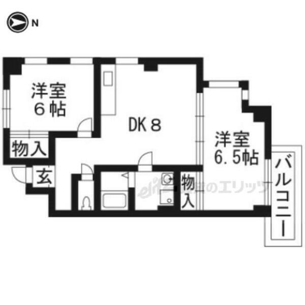 京都府京都市西京区上桂森下町(賃貸マンション2DK・3階・43.00㎡)の写真 その2