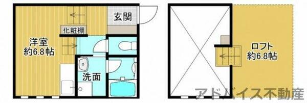 ＲＥＮＡＴＵＳ　ＣＡＬＥＲＯ　Ｄ 201｜福岡県八女市本村(賃貸アパート1SK・2階・32.04㎡)の写真 その2