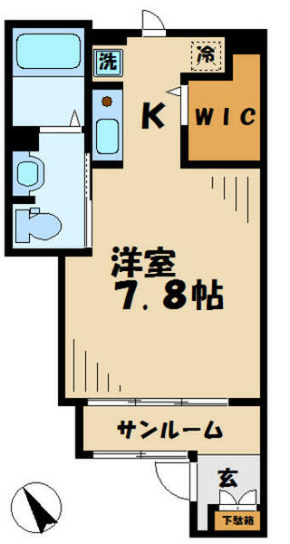 カーサ　プラシード 105｜東京都多摩市落合２丁目(賃貸アパート1K・1階・27.91㎡)の写真 その2