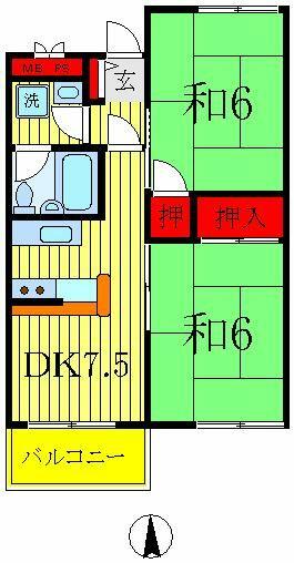 サンフラッツ 207｜東京都足立区大谷田２丁目(賃貸マンション2DK・2階・42.10㎡)の写真 その2