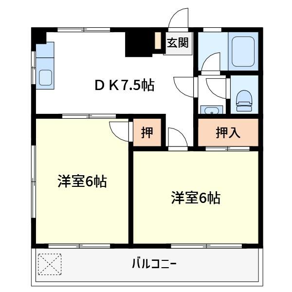 東京都江戸川区東小岩１丁目(賃貸アパート2DK・3階・40.60㎡)の写真 その2