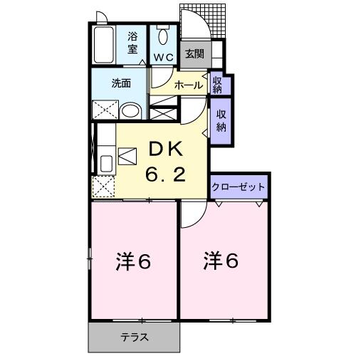 カーサドマーニＡ 102｜愛媛県西条市飯岡(賃貸アパート2DK・1階・43.86㎡)の写真 その2