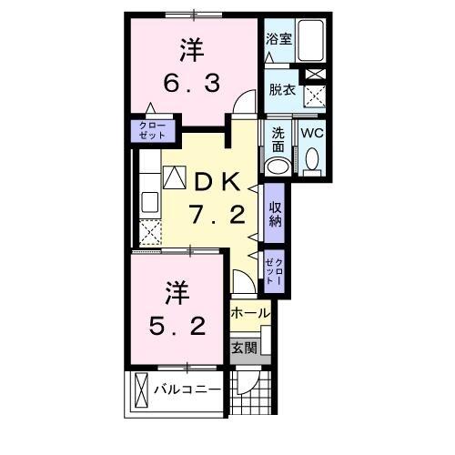 アクアイーストＢ 103｜愛媛県西条市船屋甲(賃貸アパート2DK・1階・46.49㎡)の写真 その2