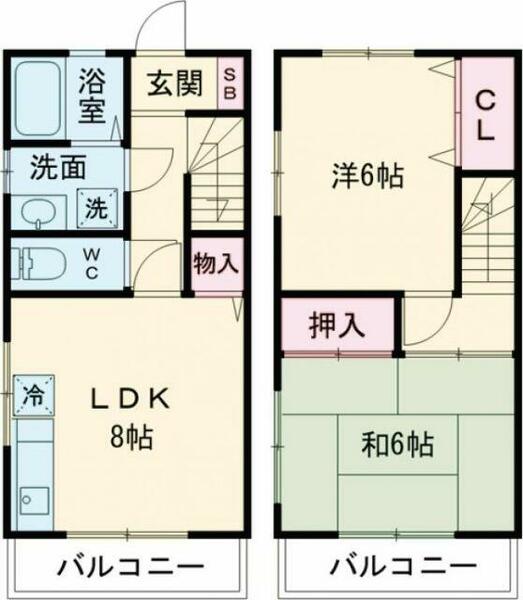 グランツみなみ野Ａ棟｜東京都八王子市西片倉３丁目(賃貸テラスハウス2LDK・--・46.00㎡)の写真 その2