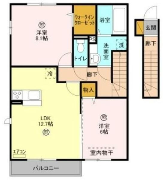 グランドソレイユ｜埼玉県吉川市中央１丁目(賃貸アパート2LDK・2階・67.38㎡)の写真 その2