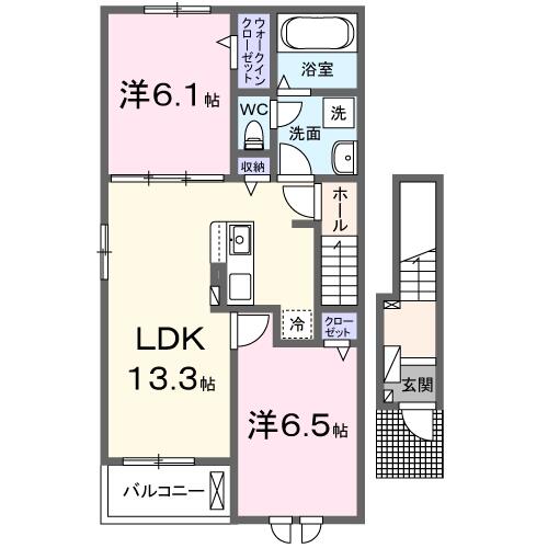 クルールＡ 201｜愛媛県西条市北条(賃貸アパート2LDK・2階・59.58㎡)の写真 その2
