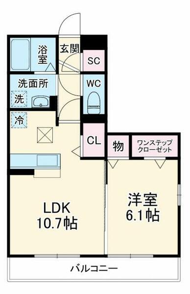 ロータス草加　Ⅱ｜埼玉県草加市清門１丁目(賃貸アパート1LDK・1階・42.86㎡)の写真 その2