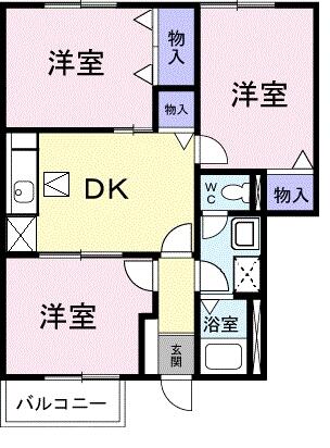 ベルク２１ 103｜愛媛県今治市南鳥生町１丁目(賃貸アパート3DK・1階・57.48㎡)の写真 その2