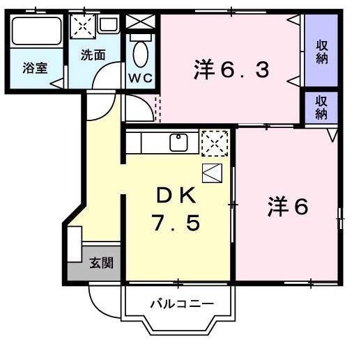 ブロードヒル 103｜愛媛県今治市別名(賃貸アパート2DK・1階・44.34㎡)の写真 その2