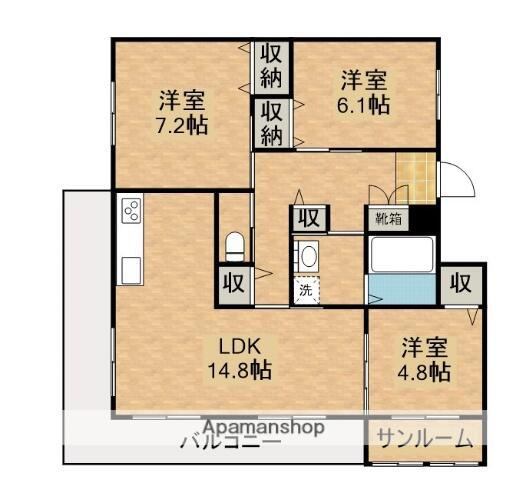 ユニオンヒルズⅡ｜鹿児島県鹿屋市寿４丁目(賃貸マンション3LDK・1階・82.76㎡)の写真 その2