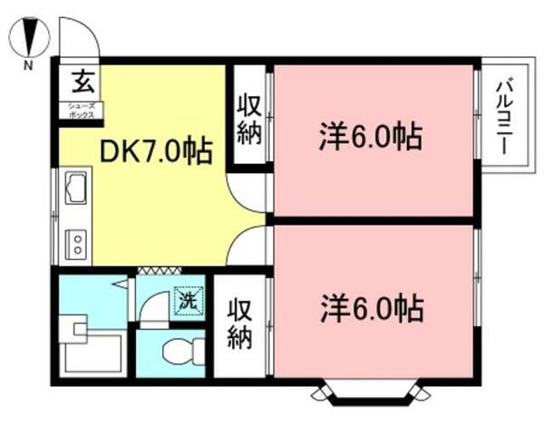 ポテトハウス 0001｜東京都国立市西２丁目(賃貸アパート2DK・3階・39.75㎡)の写真 その2