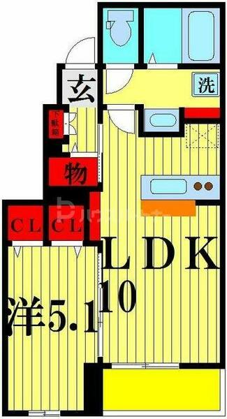 レジデンス・ミナミＩＩ｜千葉県松戸市二十世紀が丘萩町(賃貸アパート1LDK・1階・38.01㎡)の写真 その2