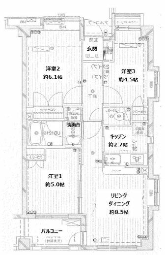 プリムール大森 211｜東京都大田区大森北６丁目(賃貸マンション2SLDK・2階・55.89㎡)の写真 その2