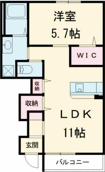 埼玉県春日部市西金野井(賃貸アパート1LDK・1階・43.23㎡)の写真 その2