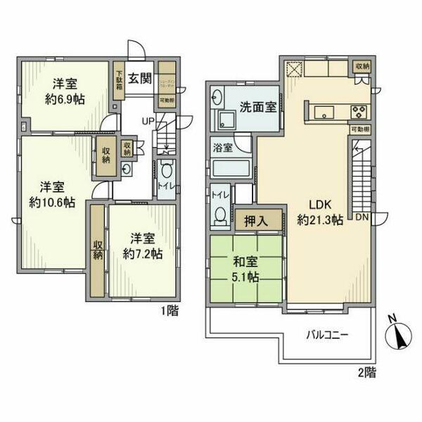 花咲戸建｜千葉県習志野市花咲１丁目(賃貸一戸建4LDK・--・120.72㎡)の写真 その2