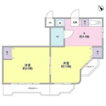 神奈川県横浜市青葉区美しが丘１丁目（賃貸マンション2K・3階・44.89㎡） その2