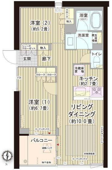 ガーデニエール砧ＷＥＳＴ｜東京都世田谷区砧２丁目(賃貸マンション2LDK・9階・57.39㎡)の写真 その2