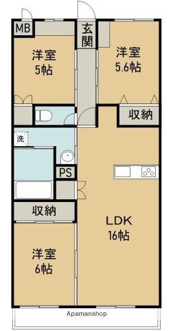 Ｍ｜愛媛県新居浜市新田町１丁目(賃貸マンション3LDK・3階・69.88㎡)の写真 その2