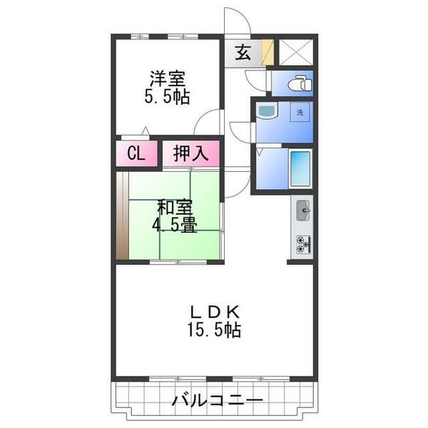 スペイシャル紀ノ川｜和歌山県和歌山市梶取(賃貸マンション2LDK・4階・59.16㎡)の写真 その2