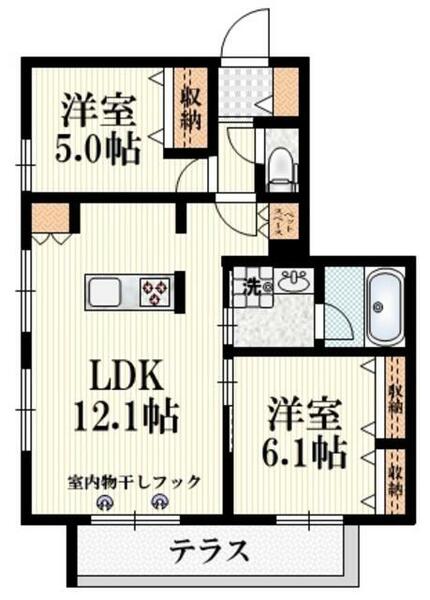 （仮称）中神町メゾン　東棟 101｜東京都昭島市中神町(賃貸マンション2LDK・1階・63.68㎡)の写真 その2