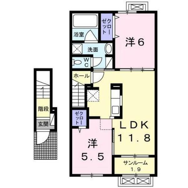 ペルス　ネージュ 203｜新潟県新発田市豊町３丁目(賃貸アパート2LDK・2階・59.59㎡)の写真 その2