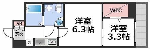 セレニテ谷町ｃａｌｍ｜大阪府大阪市中央区粉川町(賃貸マンション2K・10階・28.14㎡)の写真 その2