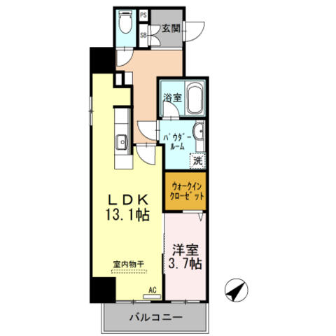 アルカーサル大道｜大分県大分市大道町２丁目(賃貸マンション1LDK・4階・47.59㎡)の写真 その2