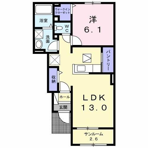 メゾン　カルム　Ⅲ 102｜群馬県伊勢崎市市場町１丁目(賃貸アパート1LDK・1階・50.12㎡)の写真 その2