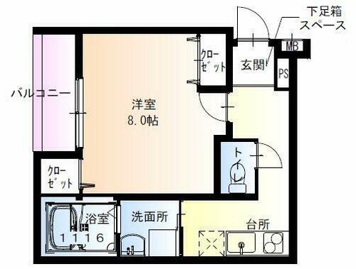 兵庫県尼崎市常光寺１丁目（アパート）の賃貸物件の間取り