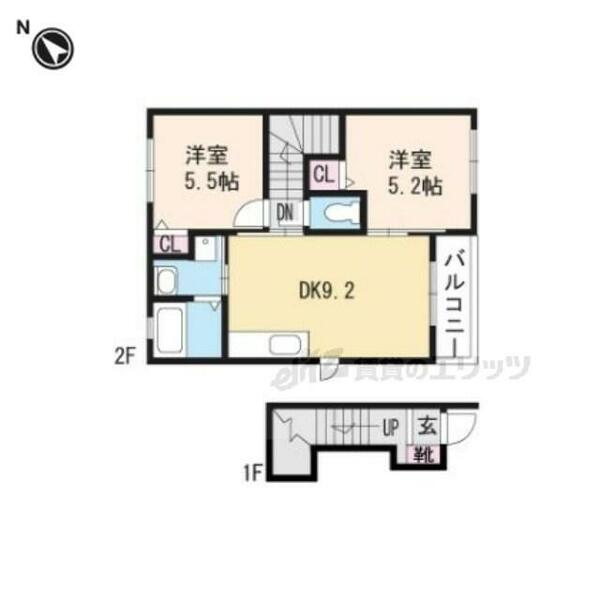 エクセル３ 201｜滋賀県東近江市市子殿町(賃貸アパート2DK・2階・50.50㎡)の写真 その2